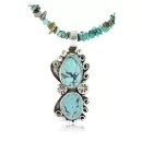 Handmade Navajo .925 Sterling Silver Natural Turquoise and Coral Native American Necklace & Pendant 390794853864