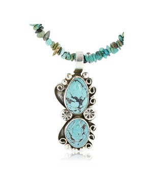 Handmade Certified Authentic Navajo .925 Sterling Silver Natural Turquoise and Coral Native American Necklace & Pendant 390794853864