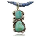 Handmade Navajo .925 Sterling Silver Natural Turquoise and LAPIS Native American Necklace 370837324183