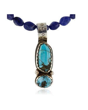 Handmade Certified Authentic Navajo .925 Sterling Silver Natural Turquoise and LAPIS Native American Necklace 371007433623