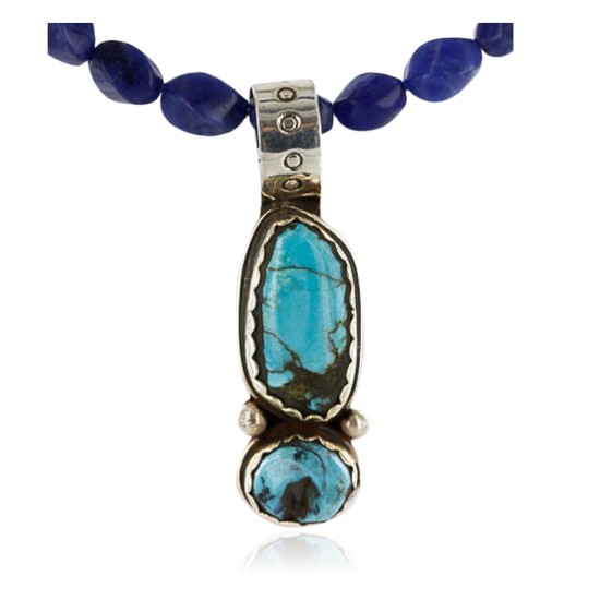 Handmade Certified Authentic Navajo .925 Sterling Silver Natural Turquoise and LAPIS Native American Necklace 371007433623