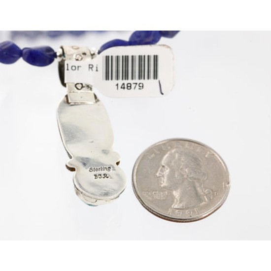 Handmade Certified Authentic Navajo .925 Sterling Silver Natural Turquoise and LAPIS Native American Necklace 371007433623