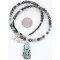 Handmade Navajo .925 Sterling Silver Natural Turquoise and Lapis Necklace with Pendant Handmade Navajo .925 Sterling Silver Natural Turquoise and Lapis Necklace with Pendant