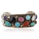 Handmade Certified Authentic Navajo .925 Sterling Silver Natural Turquoise and Multicolor Stones Native American Bracelet 12785