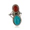 Handmade Certified Authentic Navajo .925 Sterling Silver Natural Turquoise and Red Jasper Native American Ring  390845614761