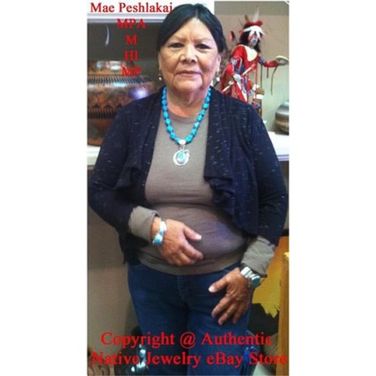 Handmade Certified Authentic Navajo .925 Sterling Silver Natural Turquoise and Spiny Oyster Native American Necklace 390605187244
