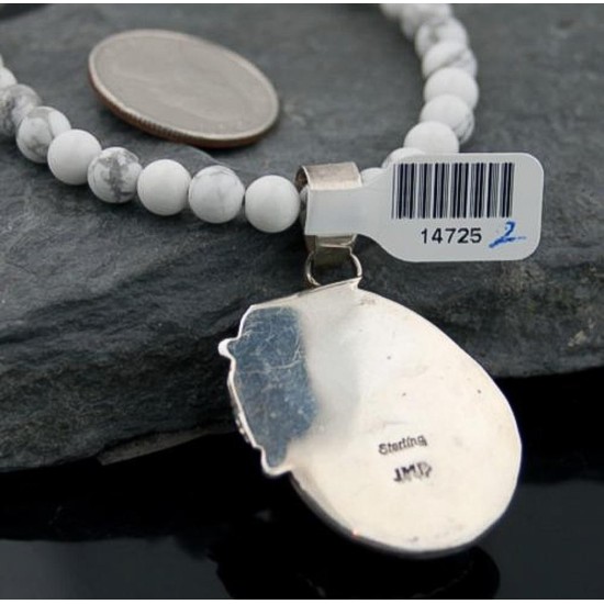 Handmade Certified Authentic Navajo .925 Sterling Silver Natural Turquoise and Spiny Oyster Native American Necklace 390605187244