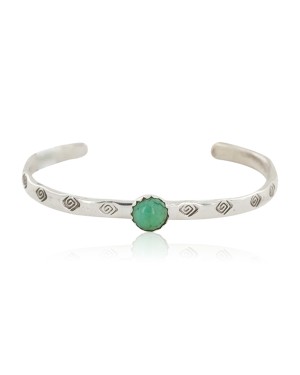 Handmade Certified Authentic Navajo .925 Sterling Silver Natural Turquoise Baby Native American Bracelet 12853-7