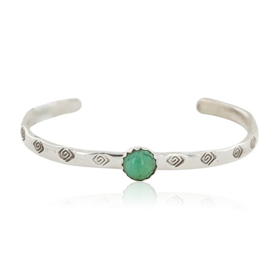 Handmade Certified Authentic Navajo .925 Sterling Silver Natural Turquoise Baby Native American Bracelet 12853-7