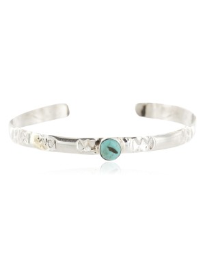 Handmade Certified Authentic Navajo .925 Sterling Silver Natural Turquoise Baby Native American Bracelet 13012-2