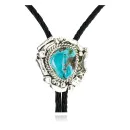 Handmade Navajo .925 Sterling Silver Natural Turquoise Native American Bolo Tie 24406-1