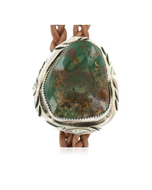 Handmade Certified Authentic Navajo .925 Sterling Silver Natural Turquoise Native American Bolo Tie 24407
