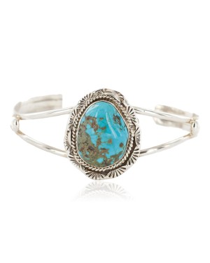 Handmade Certified Authentic Navajo .925 Sterling Silver Natural Turquoise Native American Bracelet  12648