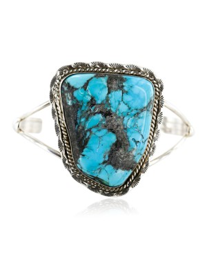 Handmade Certified Authentic Navajo .925 Sterling Silver Natural Turquoise Native American Bracelet 12650