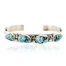 Handmade Navajo .925 Sterling Silver Natural Turquoise Native American Bracelet 12755-1