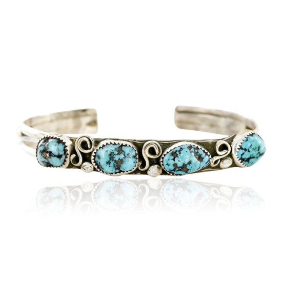 Handmade Certified Authentic Navajo .925 Sterling Silver Natural Turquoise Native American Bracelet 12755-2