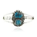 Handmade Navajo .925 Sterling Silver Natural Turquoise Native American Bracelet 12756-5
