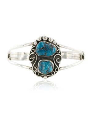 Handmade Certified Authentic Navajo .925 Sterling Silver Natural Turquoise Native American Bracelet 12756-5