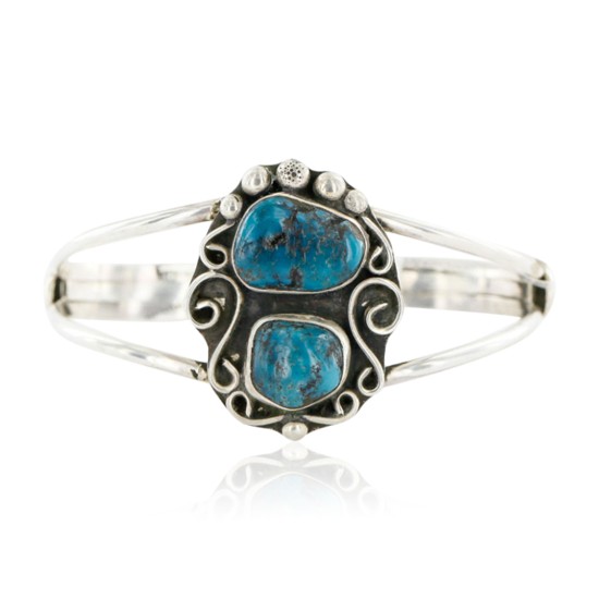 Handmade Certified Authentic Navajo .925 Sterling Silver Natural Turquoise Native American Bracelet 12756-5
