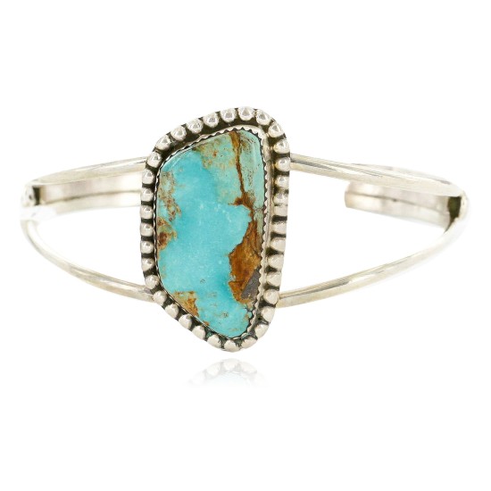 Handmade Certified Authentic Navajo .925 Sterling Silver Natural Turquoise Native American Bracelet 12757-1