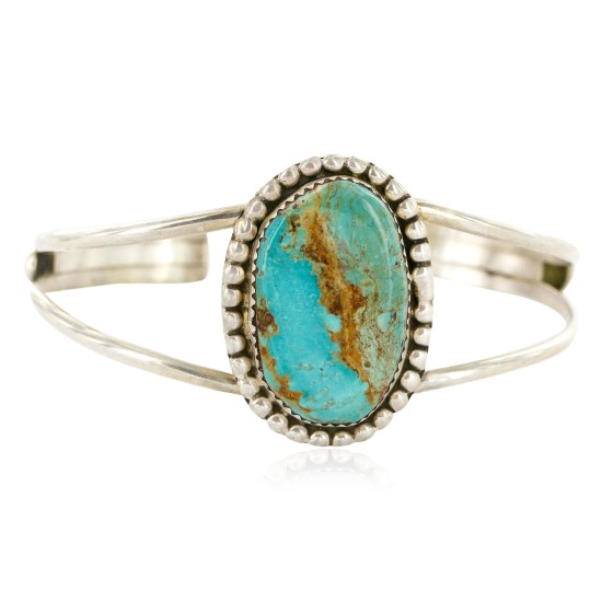 Handmade Certified Authentic Navajo .925 Sterling Silver Natural Turquoise Native American Bracelet 12757-3