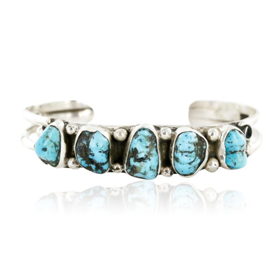 Handmade Certified Authentic Navajo .925 Sterling Silver Natural Turquoise Native American Bracelet 12764