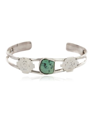 Handmade Certified Authentic Navajo .925 Sterling Silver Natural Turquoise Native American Bracelet 12804