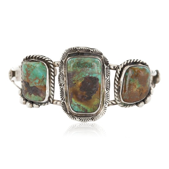 Handmade Certified Authentic Navajo .925 Sterling Silver Natural Turquoise Native American Bracelet  12818-1