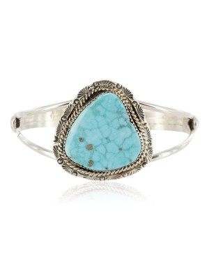 Handmade Certified Authentic Navajo .925 Sterling Silver Natural Turquoise Native American Bracelet 12982