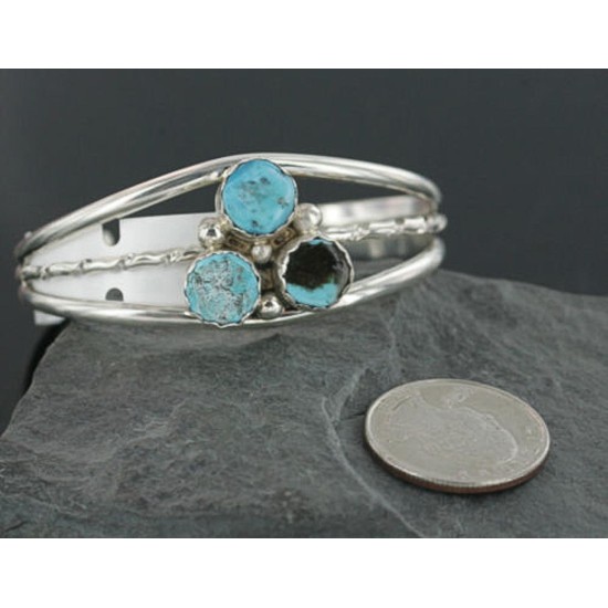 Handmade Certified Authentic Navajo .925 Sterling Silver Natural Turquoise Native American Bracelet 390714993953