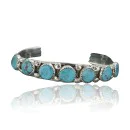 Navajo Sterling Silver Natural Turquoise Cuff Bracelet Model 12951-15