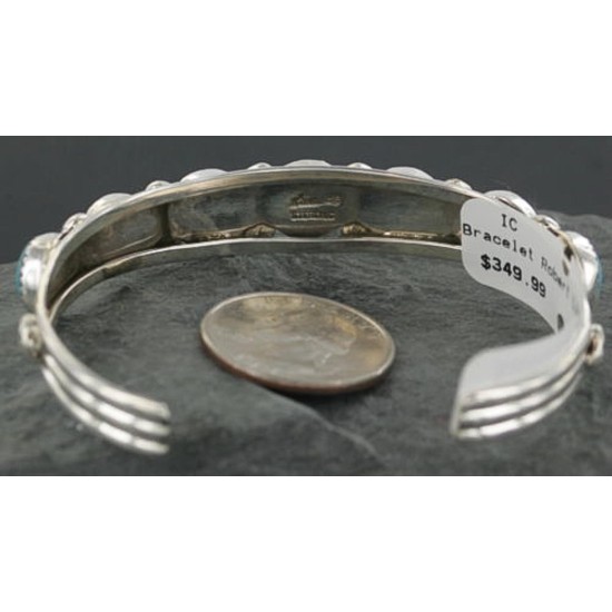 Handmade Certified Authentic Navajo .925 Sterling Silver Natural Turquoise Native American Cuff Bracelet 390674930037