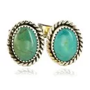 Handmade Navajo .925 Sterling Silver Natural Turquoise Native American Cuff Links 19109-3