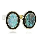 Handmade Navajo .925 Sterling Silver Natural Turquoise Cuff Links 19110-2