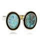 Handmade Certified Authentic Navajo .925 Sterling Silver Natural Turquoise Native American Cuff Links 19110-2