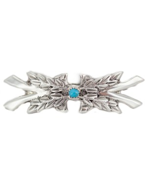Handmade Certified Authentic Navajo .925 Sterling Silver Natural Turquoise Native American Hair Barrette 90002