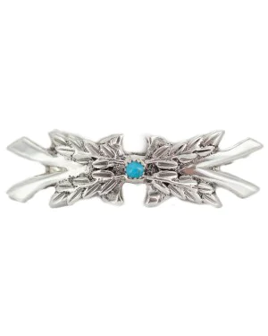Handmade Navajo .925 Sterling Silver Natural Turquoise Native American Hair Barrette 90002