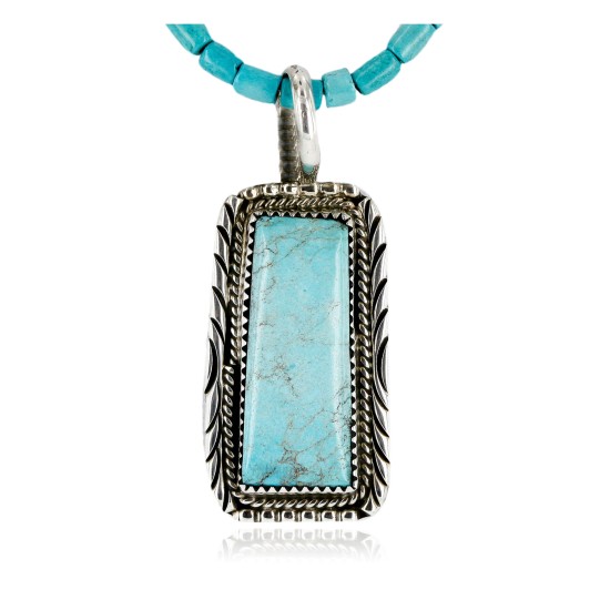 Handmade Certified Authentic Navajo .925 Sterling Silver Natural Turquoise Native American Necklace 15082 Handmade Certified Authentic Navajo .925 Sterling Silver Natural Turquoise Native American Necklace 15082