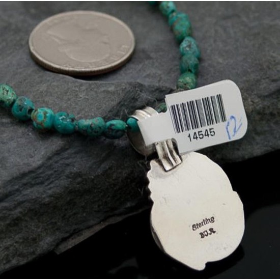 Handmade Certified Authentic Navajo .925 Sterling Silver Natural Turquoise Native American Necklace 370840033818