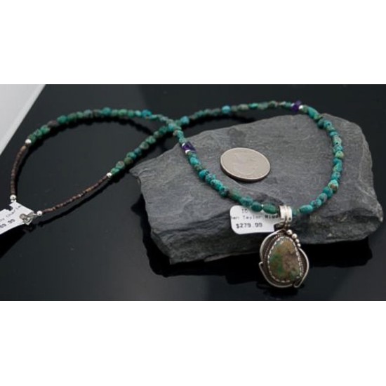Handmade Certified Authentic Navajo .925 Sterling Silver Natural Turquoise Native American Necklace 370840033818
