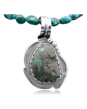 Handmade Certified Authentic Navajo .925 Sterling Silver Natural Turquoise Native American Necklace 370840033818