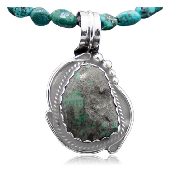 Handmade Certified Authentic Navajo .925 Sterling Silver Natural Turquoise Native American Necklace 370840033818