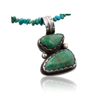 Handmade Certified Authentic Navajo .925 Sterling Silver Natural Turquoise Native American Necklace 370842449535