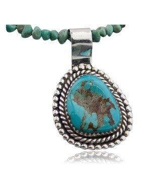 Handmade Certified Authentic Navajo .925 Sterling Silver Natural Turquoise Native American Necklace 370874130337