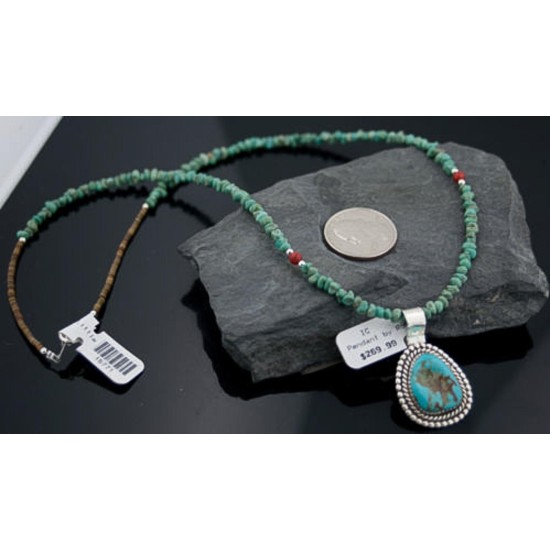 Handmade Certified Authentic Navajo .925 Sterling Silver Natural Turquoise Native American Necklace 370874130337