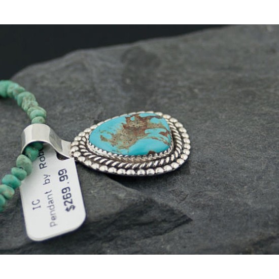 Handmade Certified Authentic Navajo .925 Sterling Silver Natural Turquoise Native American Necklace 370874130337