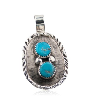 Handmade Certified Authentic Navajo .925 Sterling Silver Natural Turquoise Native American Necklace 370875897497
