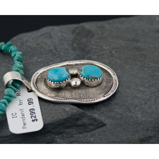 Handmade Certified Authentic Navajo .925 Sterling Silver Natural Turquoise Native American Necklace 370876467536
