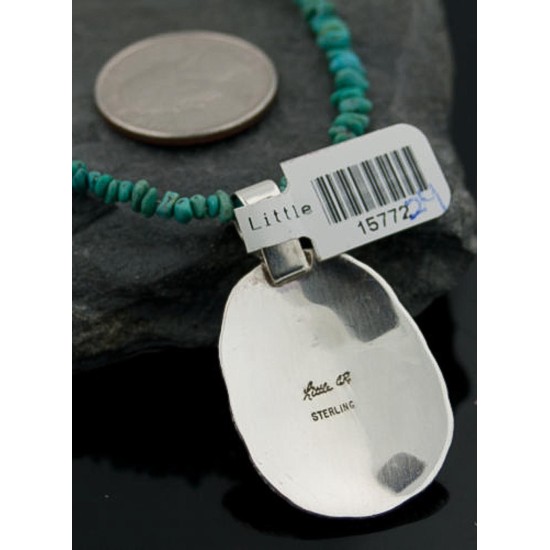 Handmade Certified Authentic Navajo .925 Sterling Silver Natural Turquoise Native American Necklace 370878903958
