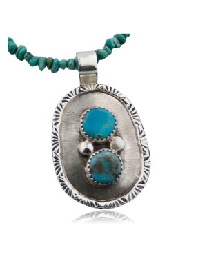 Handmade Certified Authentic Navajo .925 Sterling Silver Natural Turquoise Native American Necklace 370878903958